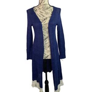 Nabee Cardigan Duster Polyester Rayon fringes Resort wear Multi season Womens S